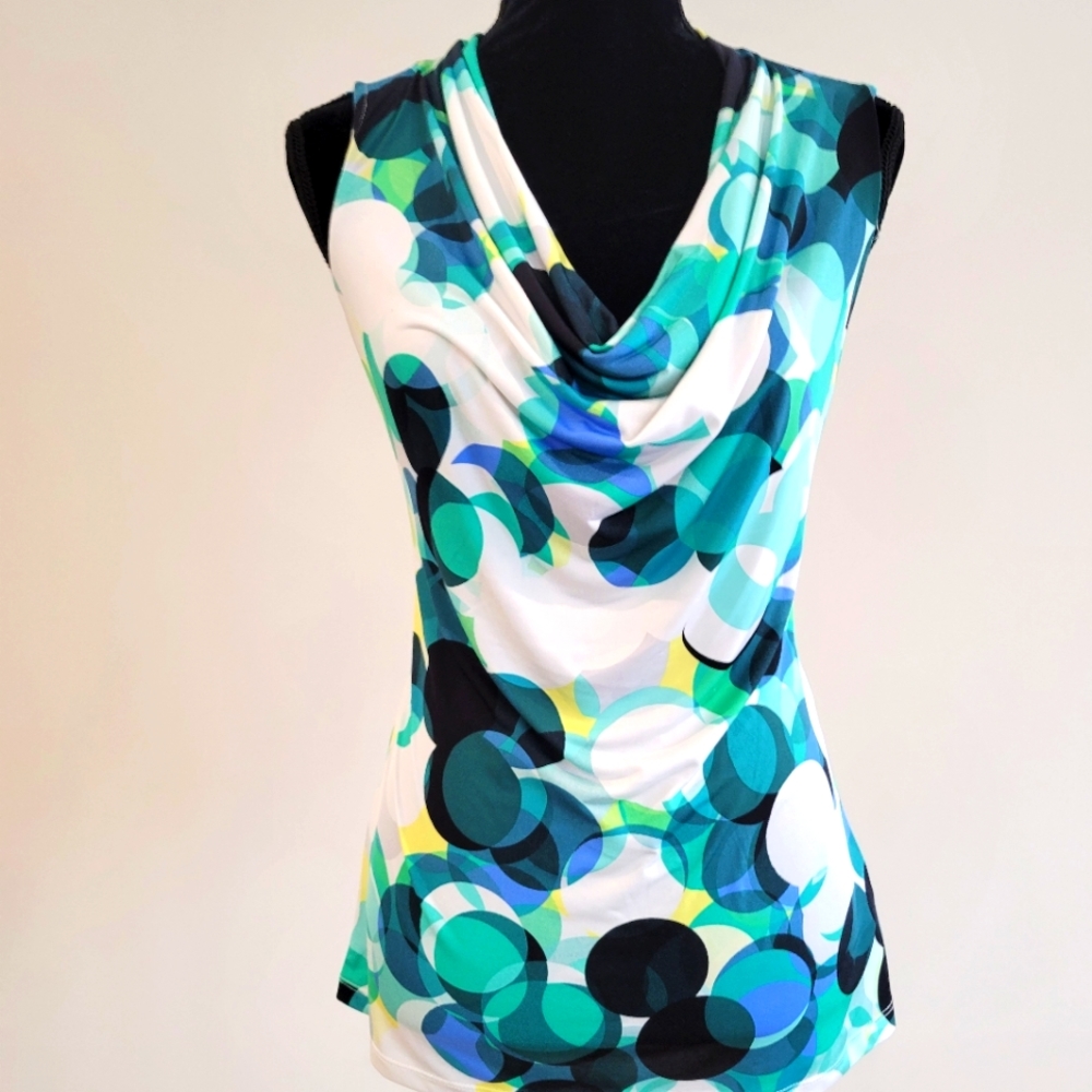 JC Penney Worthington Sleeveless Scoopneck Blouse Multicolored Green Blue